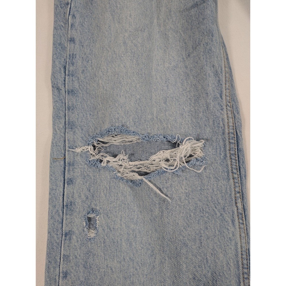 ZARA Wide Leg Jeans Womens 6 100% Cotton Distressed Denim 90's Grunge y2k Preppy - Picture 7 of 12